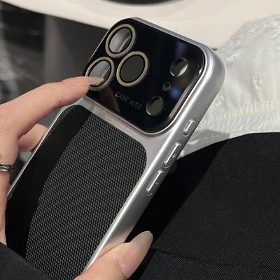 Luxury Plating Diamond Texture Shockproof Phone Case for iPhone 17 16 15 14 13 Pro Max Crystal Large Camera Glass Bumper Cover