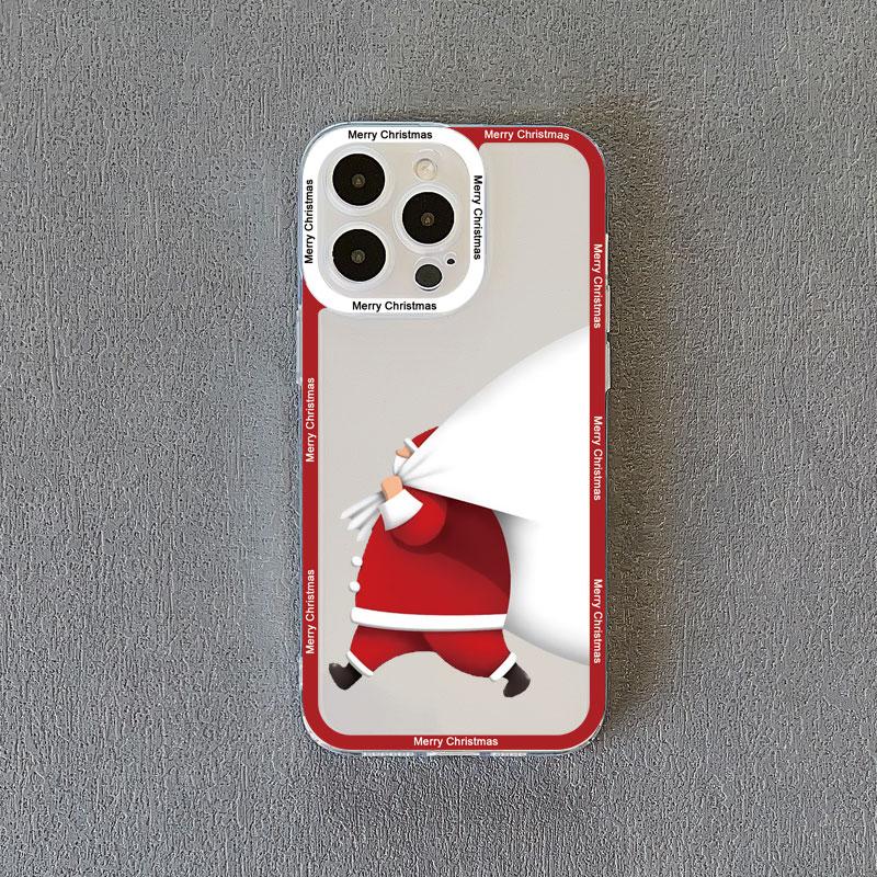 

Luxury Cartoon Christmas Clear Phone Cases for IPhone 11 12 13 Pro Max 14 15 Pro Max Plus X XR XS Simple Santa Transparent Case iphone 7 8 SE2