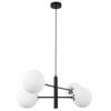 Vicenza Hanging Lamp Black-Chrome 4-Flat White Lampshade E14