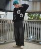 WEGO Photo Paste Graphic Pullover Size Big Gift Men's Sweatshirt, M, Black, Streetwear, Casual, Silhouette, Spring, Autumn, Winter,