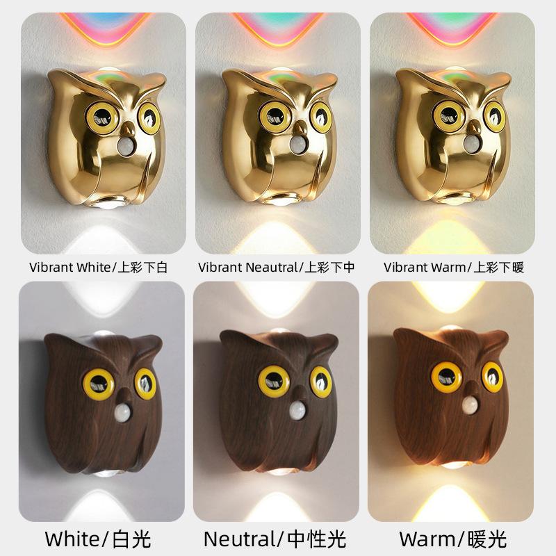 Smart Sensor Night Light Wireless Magnetic Corridor Passage Color Wall Lamp Rechargeable Owl Table Lamp Customizable