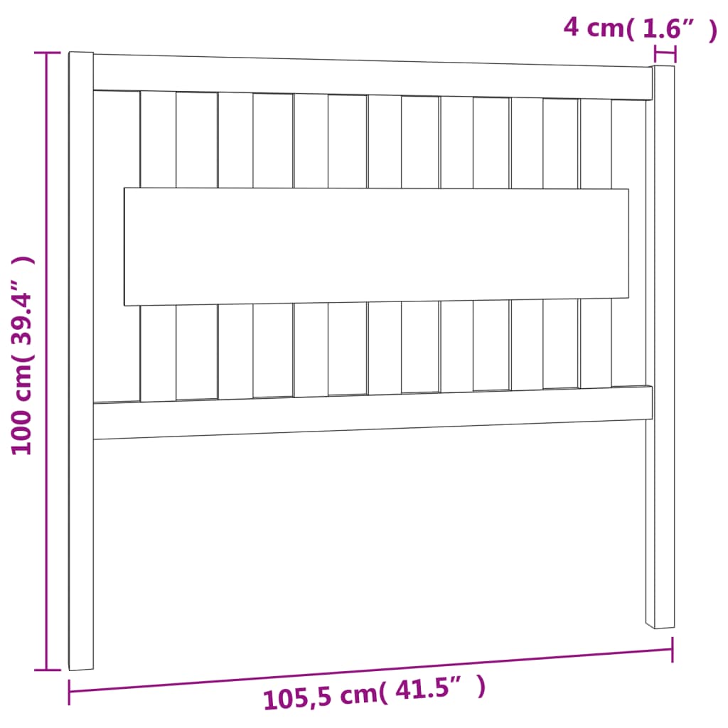 Bed Headboard 105.5 x 4 x 100 cm Solid Pine Wood