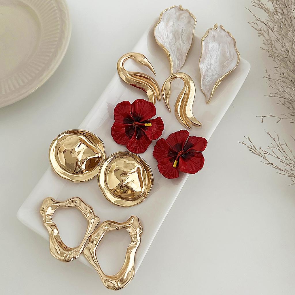 Salircon 5 Styles Trendy Irregular Geometry Metal Stud Earrings Set for Women Exquisite Piercing Earring Jewelry 2026 New Gift