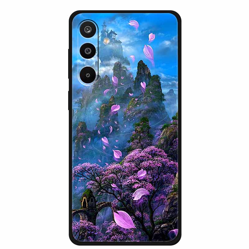For Samsung Galaxy A36 5G Case Flowers Printed Silicone Phone Cases Cover for Samsung A26 5G TPU Shells A 26 36 Black TPU Coques