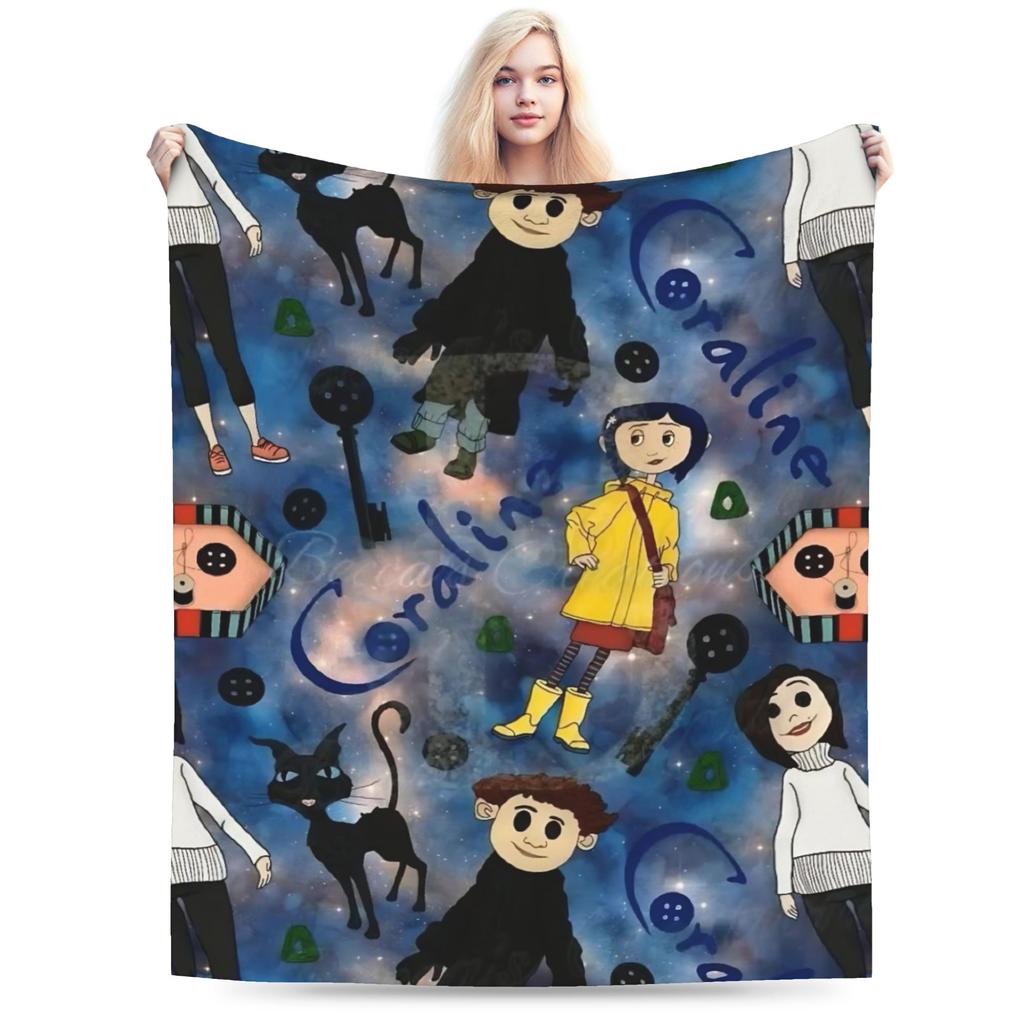 Coralines Flannel Blankets Winter  Warm Bedding Throws for Girls Boys Living Room Funny Bedspread Sofa Bed Cover
