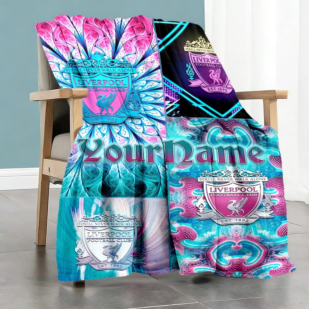 Liverpool Customize Text Blanket Cozy Personalized Blanket Soft Warm Cozy Suitable for Couch Home Decor Office Chair Bedding for All Occasions