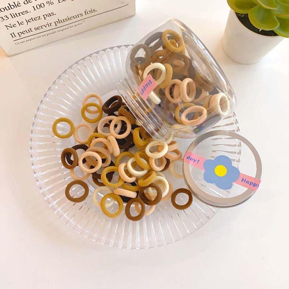 

Solid Color Elastic Hair Ring Rubber Korean Rubber Band Colorful Mini Hair Rope Kids кавовий