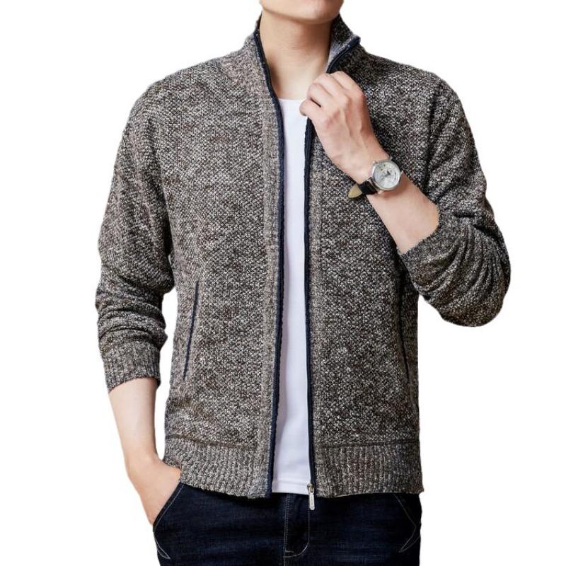 Men S Long Sleeve Zip Up Knit Cardigan Warm Fashion Sweater