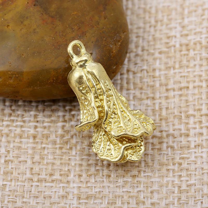 Solid Brass Cabbage Charm Pendant - Wealth-Attracting Copper Keychain Ornament