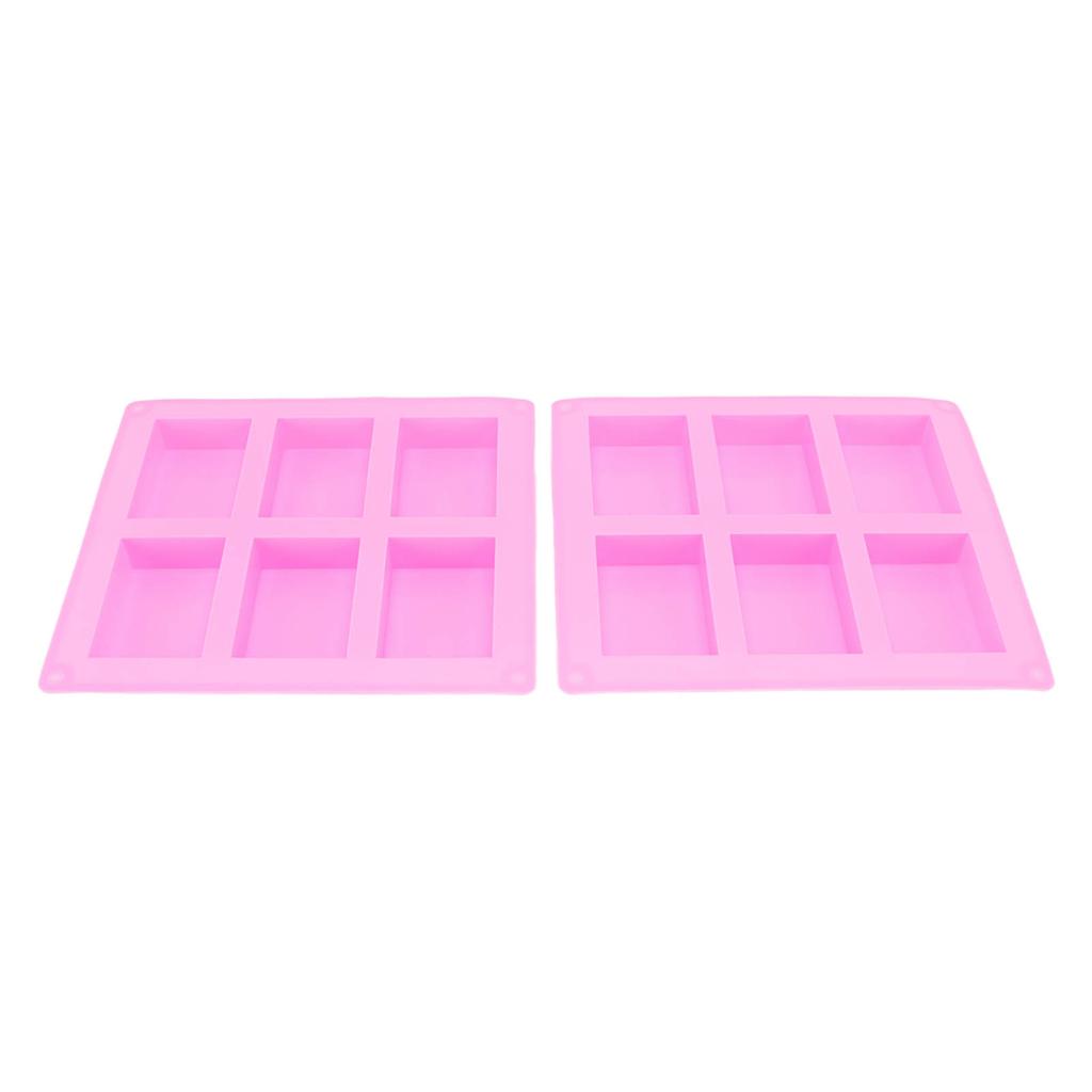 2Pcs Silicone Mold 6 Grids Heat Resistant Flexible Reusable Silicone Mold for Making Soaps Baking Cakes Muffins