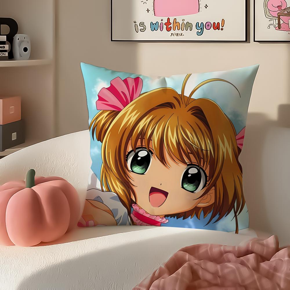 Magical Cute Japanese Anime CCardcaptor Sakura Cushion Cover Pillowcase Short Plush Invisible zipper Room Sofa Cushion Cover