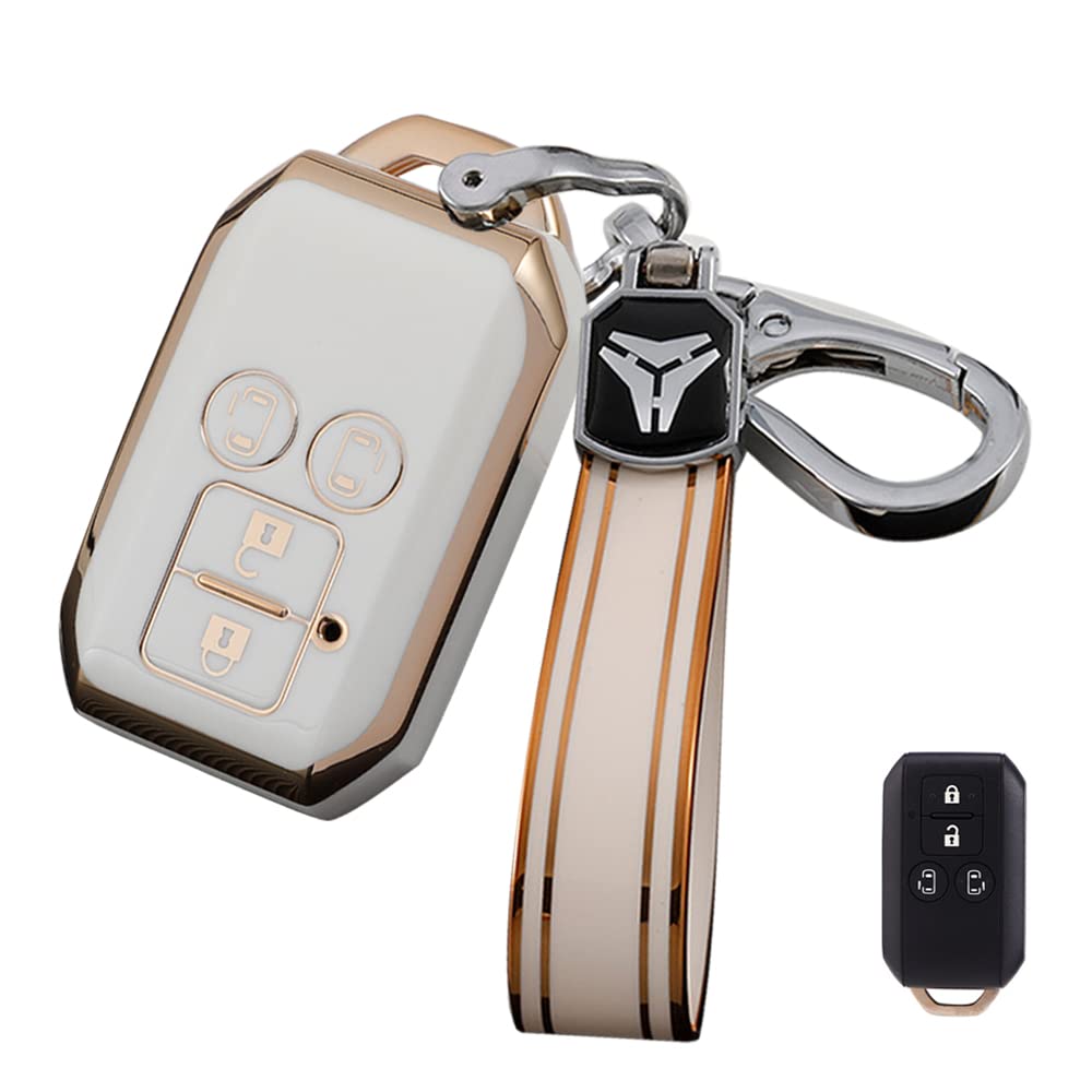 

LETINGFAR Чехол для ключа, Для Suzuki, Чехол для смарт-ключа, Крышка для ключа, 4 кнопки, Мягкий, ТПУ SUZUKI-TPU-4J-13-NW белый