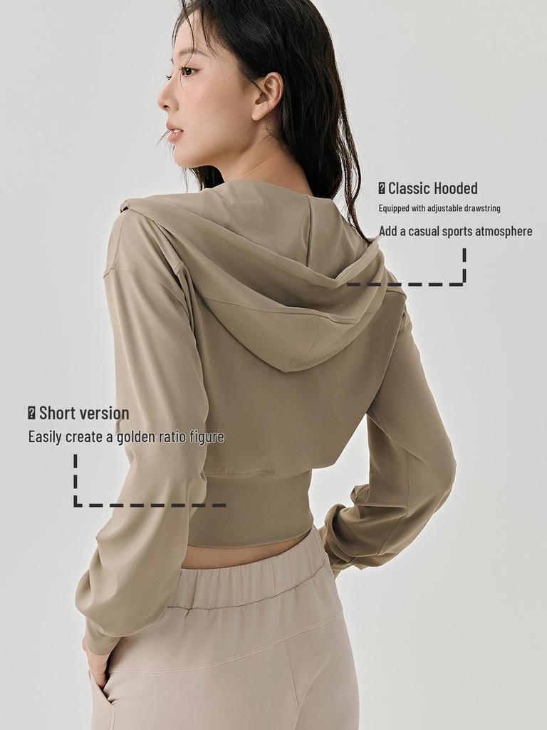 Selected Women's Hooded Sportswear Jacket: Casual Slimming Fit for Outdoor Running & Yoga