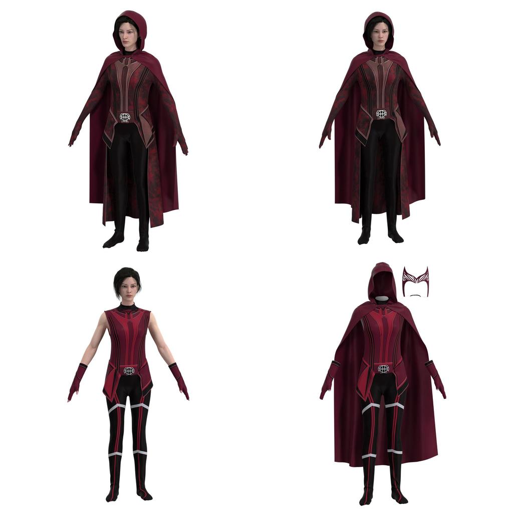 Hochwertiges Polyester Scarlet Witch Halloween-Kostüm Für Mädchen und Erwachsene Atmungsaktiv und Bequem