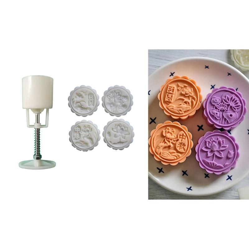 Plastic Mooncakes Making Molds Lotusleaf Shape Handmades Pastrys Stamps Mungs Bean Cake Moulds Suitable for Family Partys