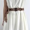Bohemian Braided Cotton Rope Belt With Wooden Beads Adjustable Waist Cincher For Dresses And High Waist Pants
