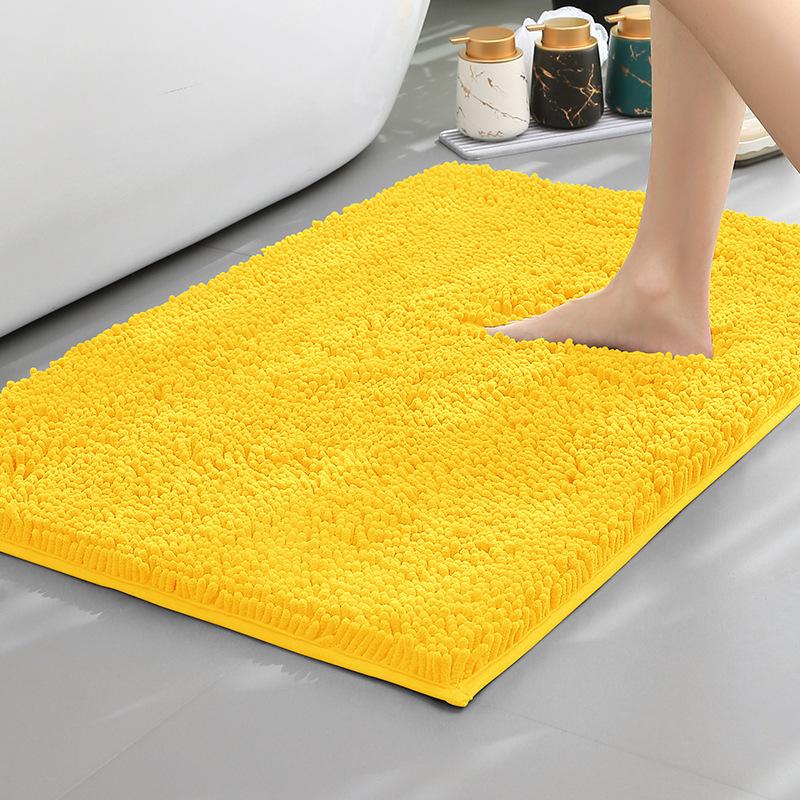 Chenier Thickened Solid Color Bathroom Floor Mat, Bathroom Non-Slip Foot Mat, Household Bathroom Door Absorbent Dirt-Resistant Carpet