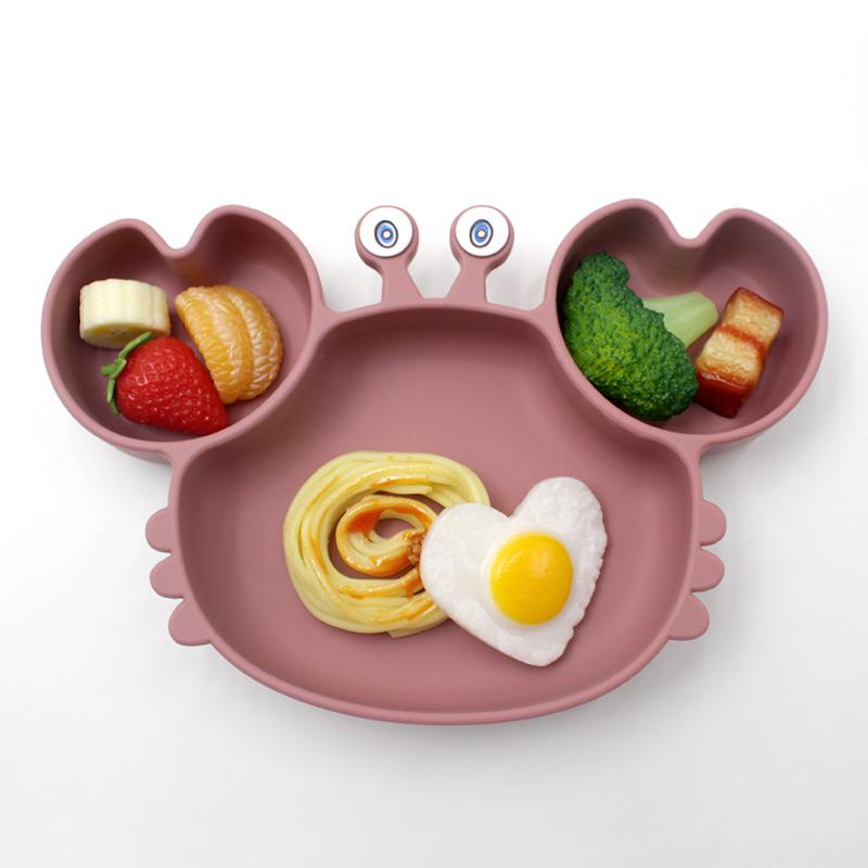 Silicone Suction Crab Plate: Divided Baby Tableware for Feeding & Weaning