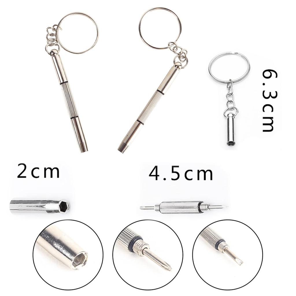 Precision Screwdriver for Lightweight and for and Maintaining Cell and with Keychain for Easy 3-in-1 Eyeglasses, Compact, Adjusting, Repairing,