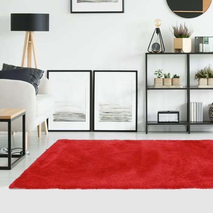Extra-soft Living Room Rug Woolly Touch Red 60x90