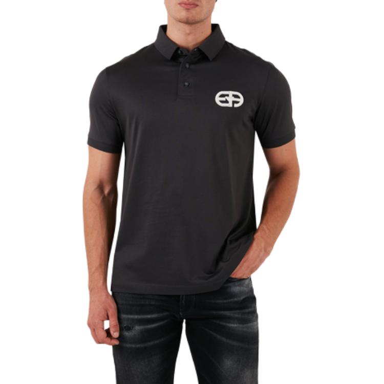 Emporio Armani Logo Embroidered Polo Shirt Men tops Gray 8N1FB6-1JUVZ-0842