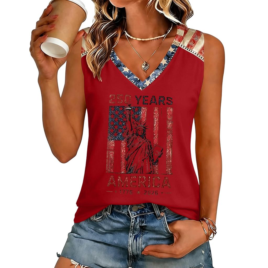 Women’s V Neck Casual Short Sleeve T Shirt Top with Letter Print Loose Fit Style Lightweight Comfortable