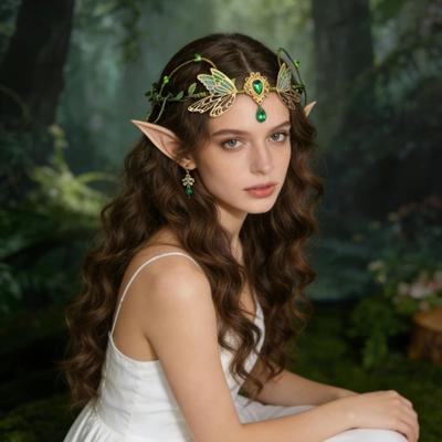 Headpiece Elf Garland Artificial Floral Rhinestone Decoration Flower Vines Crown Bride Hairstyles Princess Headdress Women