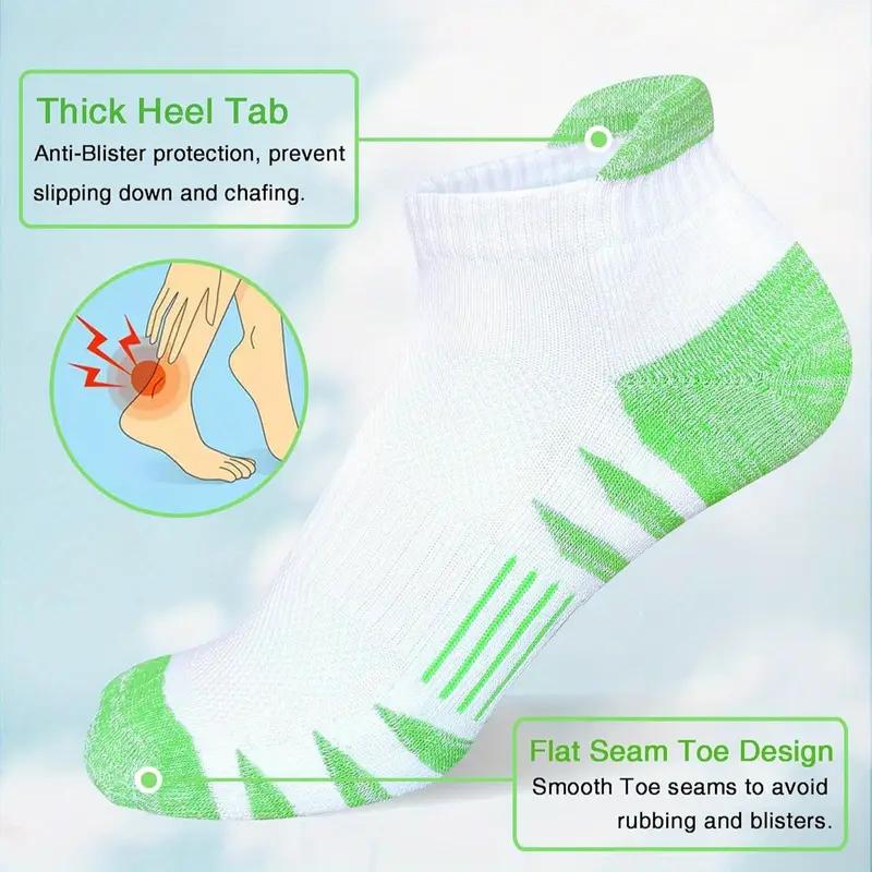 Womens Ankle Anti-blister Thick Cushioned Wicking Odor Resist Athletic Running Socks 5 Pairs