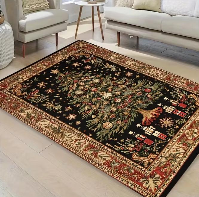 1 Stück Frohe Weihnachten Bereichsmatte Geeignet für Wohnzimmer Schlafzimmer Küche Weihnachtsgeschenk Raummatte Weihnachten Retro Heimdekoration