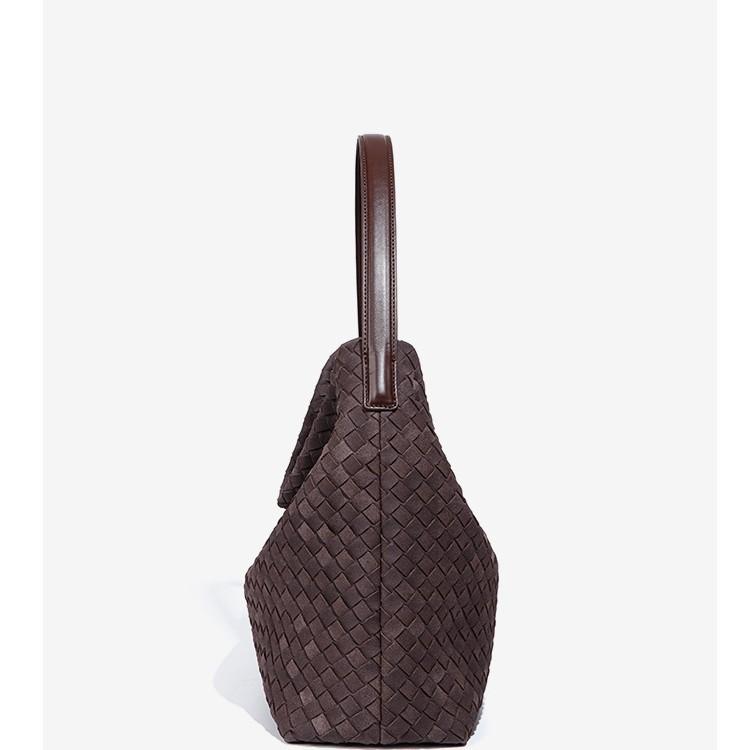 Portable Large-Capacity Bag Women'S Suede Woven Bag Fashion Casual Messenger Bag Tote Bucket Bag