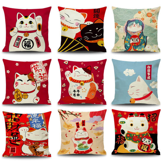 Cartoon Cat Printing Household Pillowcase Pillow Cover Decorative Pillowslip