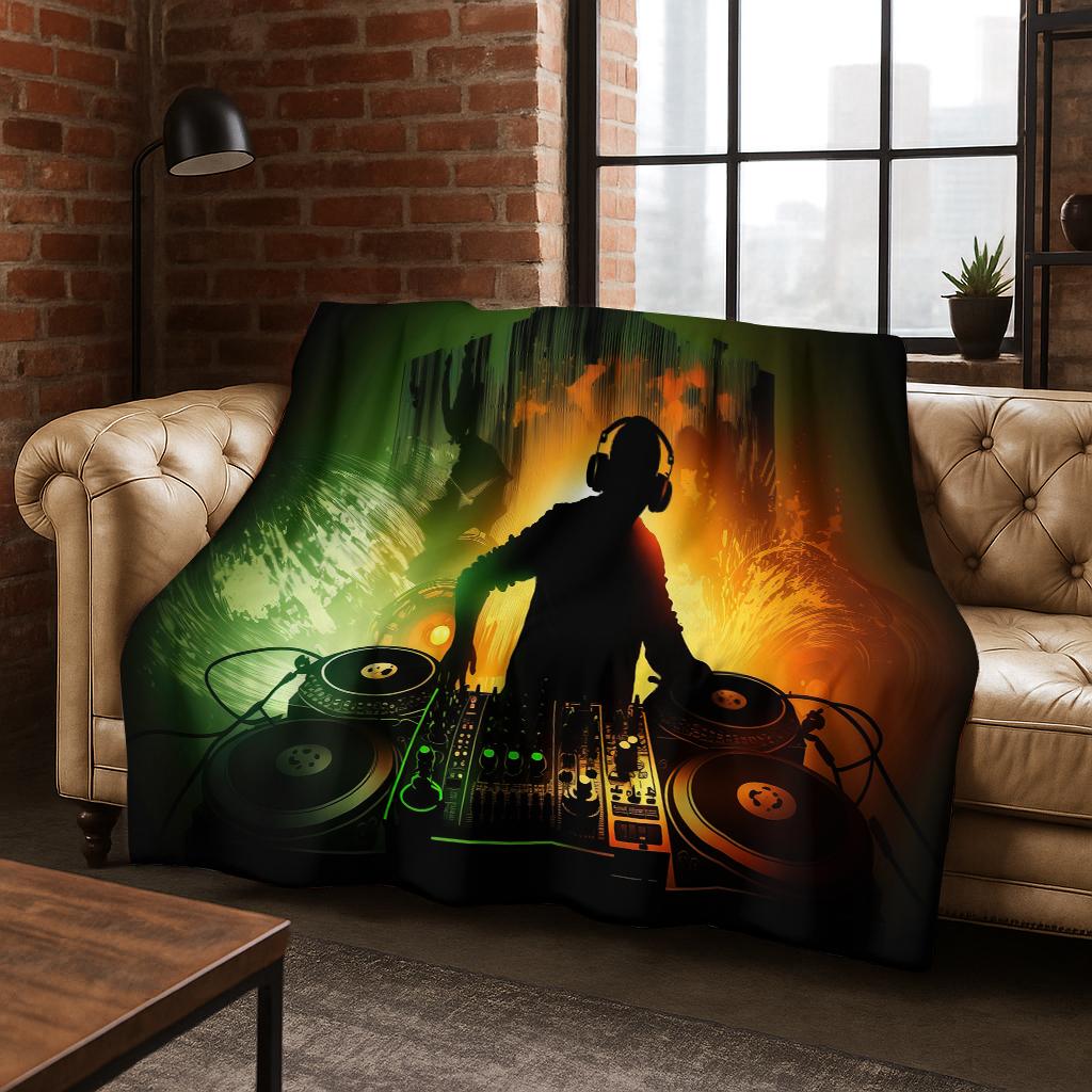 DJ Screen Record Flannel Blanket,Warm and Cozy Soft Throw Blanket for Home Bedroom Bed Sofa Office Travel Picnic Cover Kid Gift
