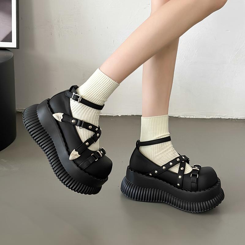 2025 Y2K Girls Mary Janes Pumps Buckle Thick Weges Round Toe Platform Shoes Cute Sweet  Lolita  Classic Brand Pumps