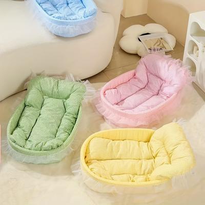 Waschbares Haustierbett-Set, Ganzjahresweiches Kissen Katzenbett Welpensofa, Bequemer Prinzessinnen-Hundesessel