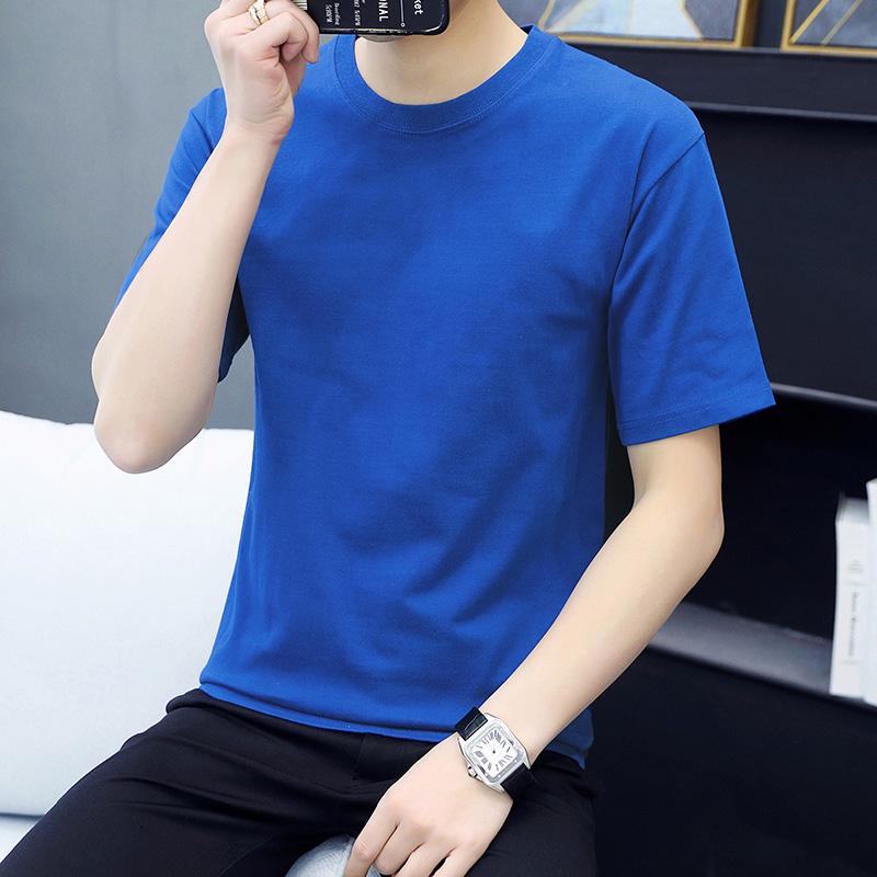 Cotton Short-sleeved Style Pure Cotton Short-sleeved T-shirt Men's Small Off-shoulder Half-sleeve Plus Size Cotton High-density Cotton Short-sleeved