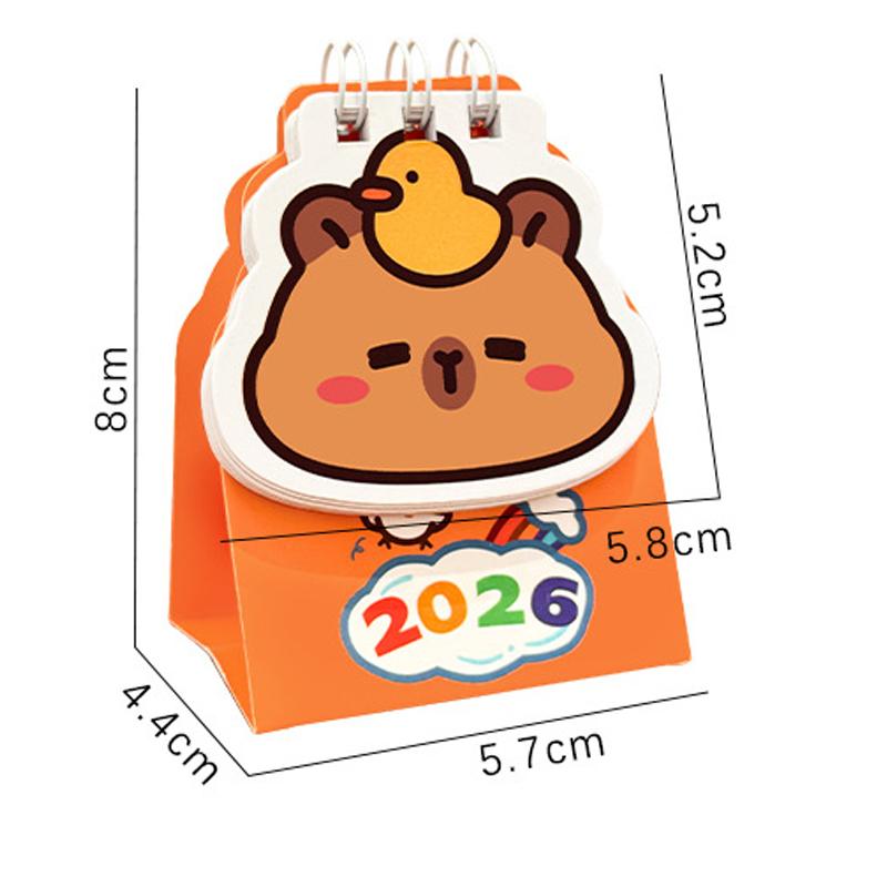 1PC 2026 Mini Capybara Desk Calendar Pocket Portable Daily Calendar Planner Desktop Decoration Office Stationery