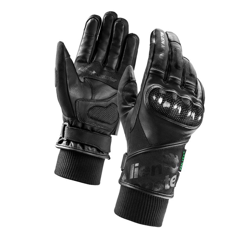 Waterproof Leather Motorcycle Riding Gloves Winter Touchscreen Extended Cuff Cycling Gloves S чёрный
