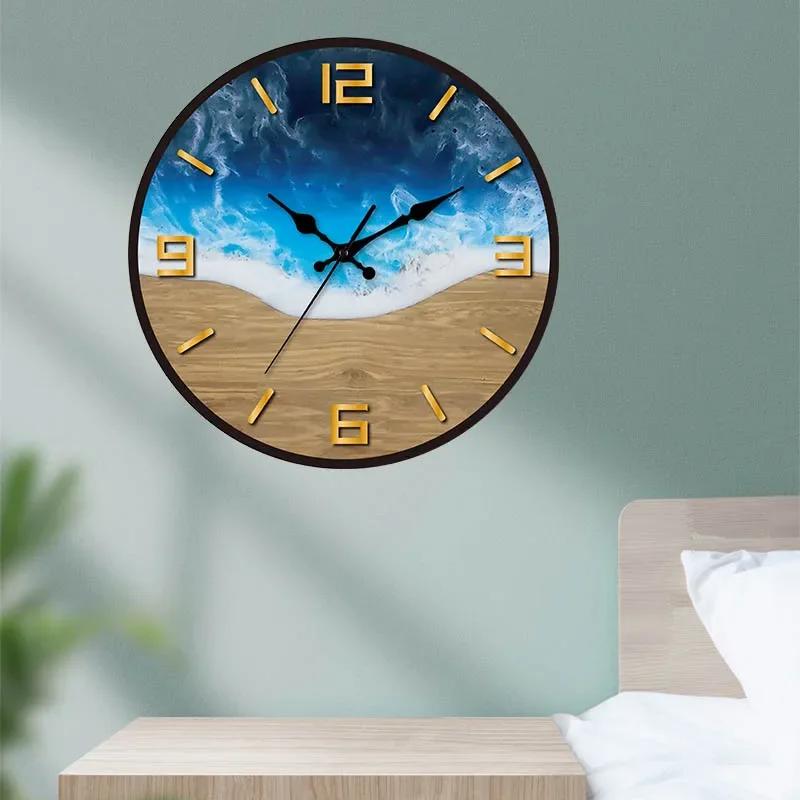 

Modern Transparent Acrylic Wall Clock, Minimalist Wood Grain Floating Dial, Silent Non-Ticking Luxury Art Decor for Home 30x30cm 11.8inch