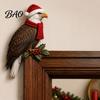 Christmas Mantel Fireplace Decor Wooden Bird Door Topper, Cute Corner Statue, Woodland Animal Frame Holiday Sign Art for Winter Home Wall Window