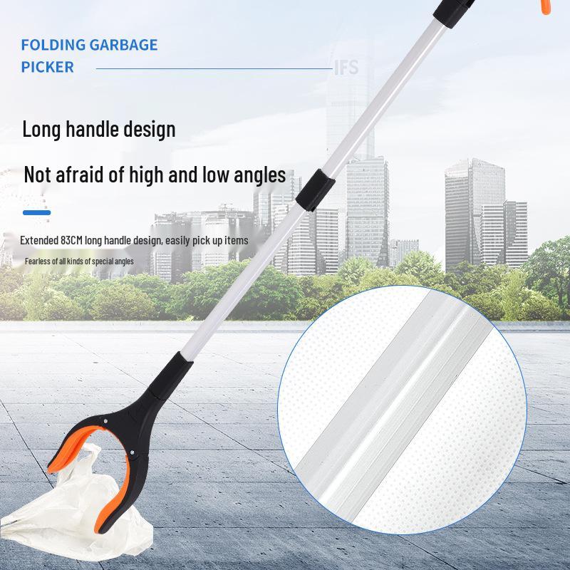 Durable Aluminum Folding Trash Picker with Magnetic Ring - Lightweight, Portable, Outdoor Hygiene Clip