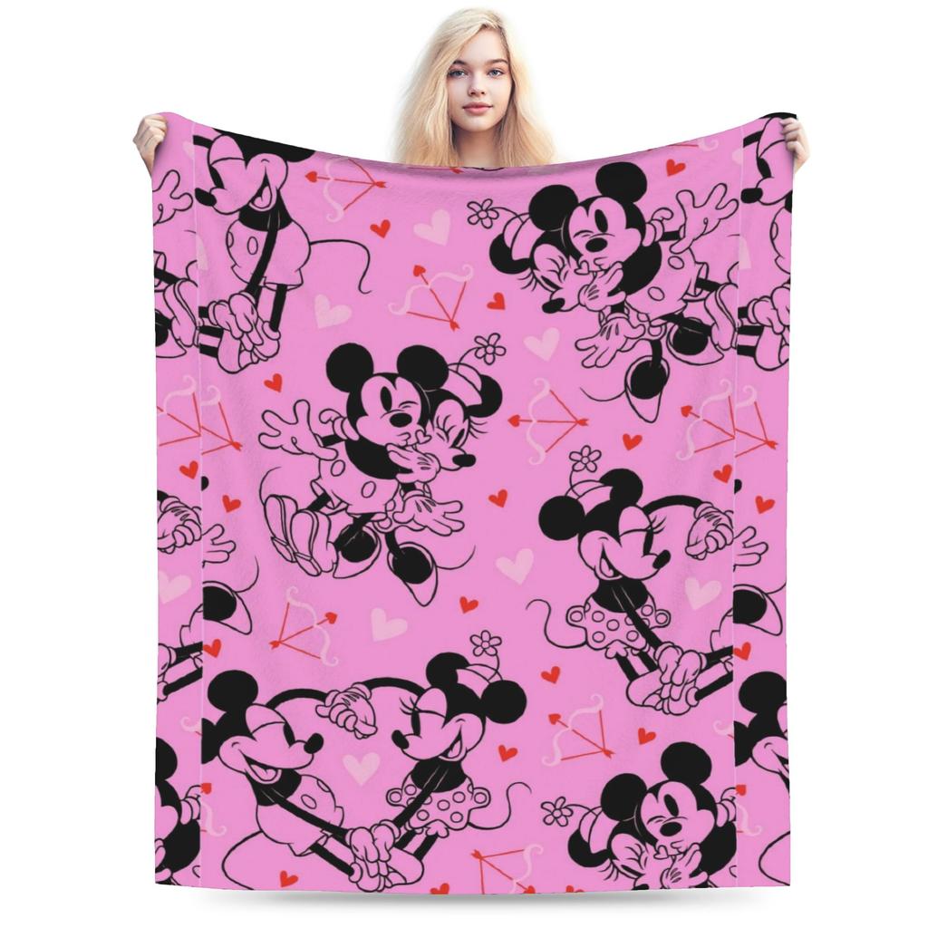 GUOYU Blanket Valentines Day Mickeys And Minnies Throw Blanket for Couch Cozy Plush Blanket Inches Multiple Sizes Bedspread for All Seasons