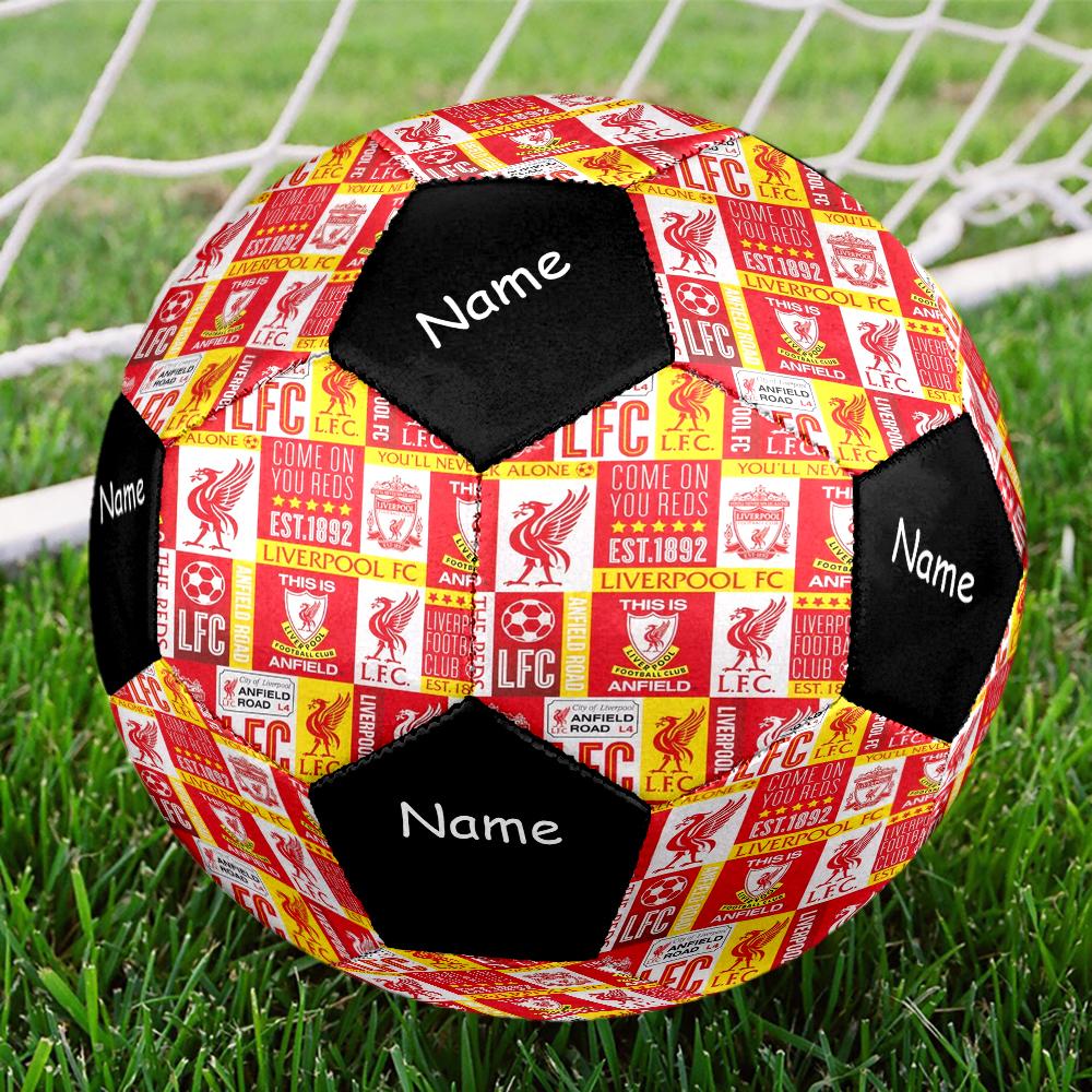 Individuell beschriftbarer Fußball im Thema Liverpool Football Club, Größe 5, Geeignet für Spiele in der Halle und im Freien, ein Geschenk für jeden geeignet.