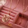 Vintage Hollow Flower Pendant Necklace For Women  Rose Gold Color Natural Zircon Accessories Party Daily Fine Jewelry