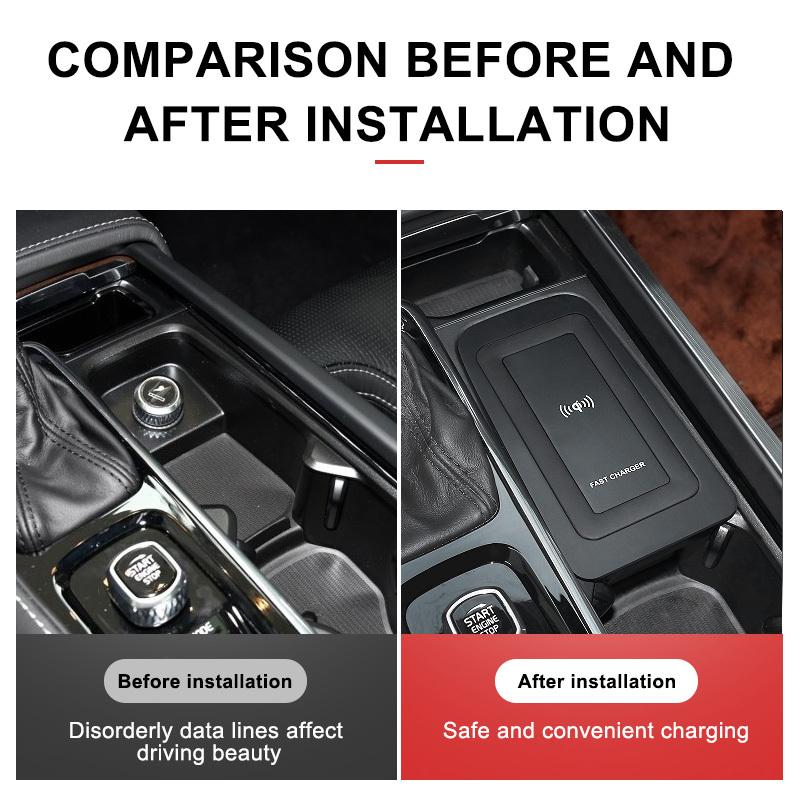 Car Accessories For Volvo Xc60 Xc90 S90 V90cc S60 V60cc Car Mobile Wireless Charger Car Fast Charging Board Car Styling