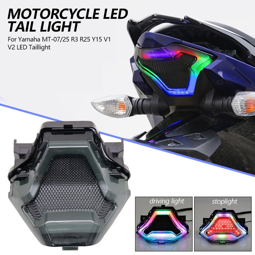 Motorcycle LED Tail Light Rear Brake Lamp Integrated Turn Signal RGB Light for Yamaha MT-07/25 R3 R25 Y15 V1 V2 LED Taillight