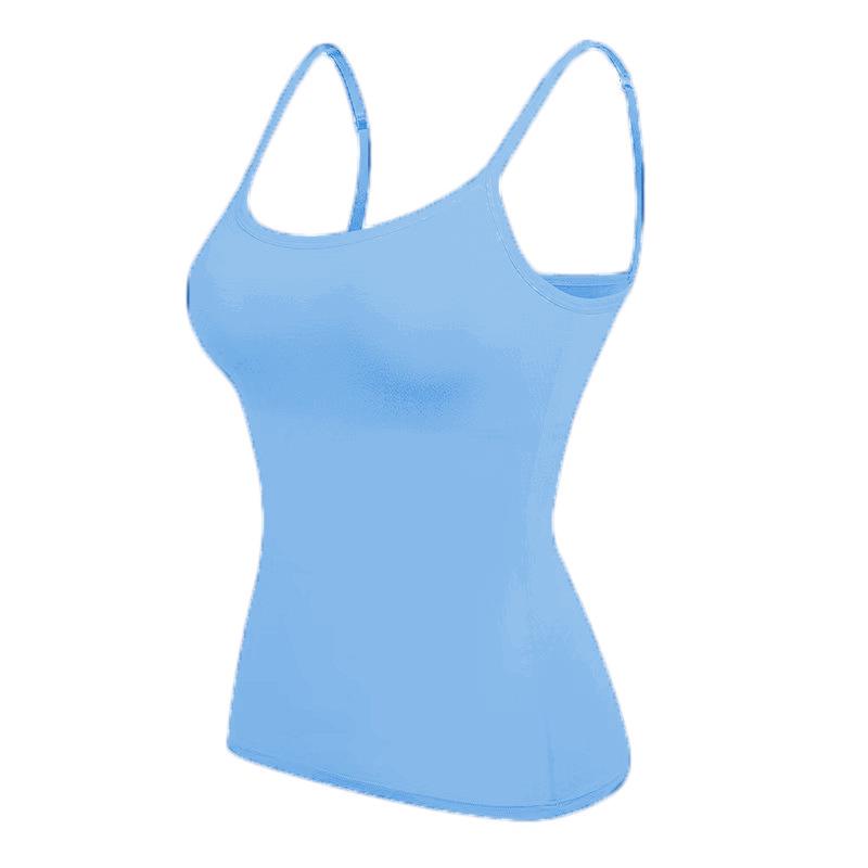 Sleeveless Women's Camisole with Chest Pads - Spaghetti Strap Tank Top, Wire-Free Cup, Ideal As Outerwear Base Layer or Yoga Sportswear