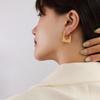 French Style Geometric Square Titanium Steel Earrings, Personalized 18K Gold Ins Accessories