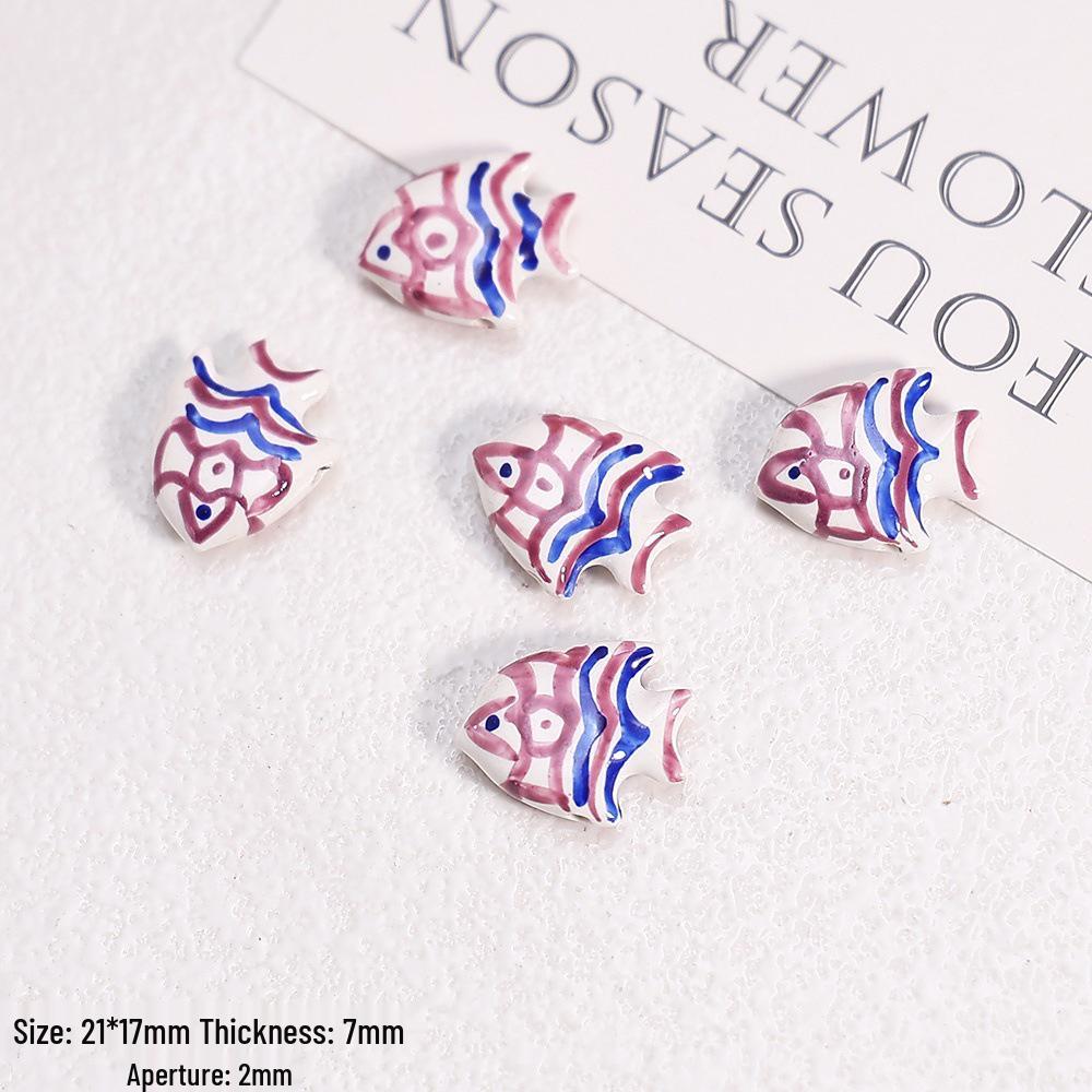 Hand-Painted Ocean Ceramic Beads: Tropical Fish, Starfish, and Seashell Shapes for DIY Jewelry