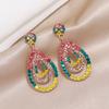 S925 silver needle niche baroque retro personalized crystal stud earrings women's fashion versatile long temperament earrings