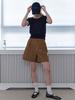 Elssibeui Tuck Detail Bermuda Pants_Camel